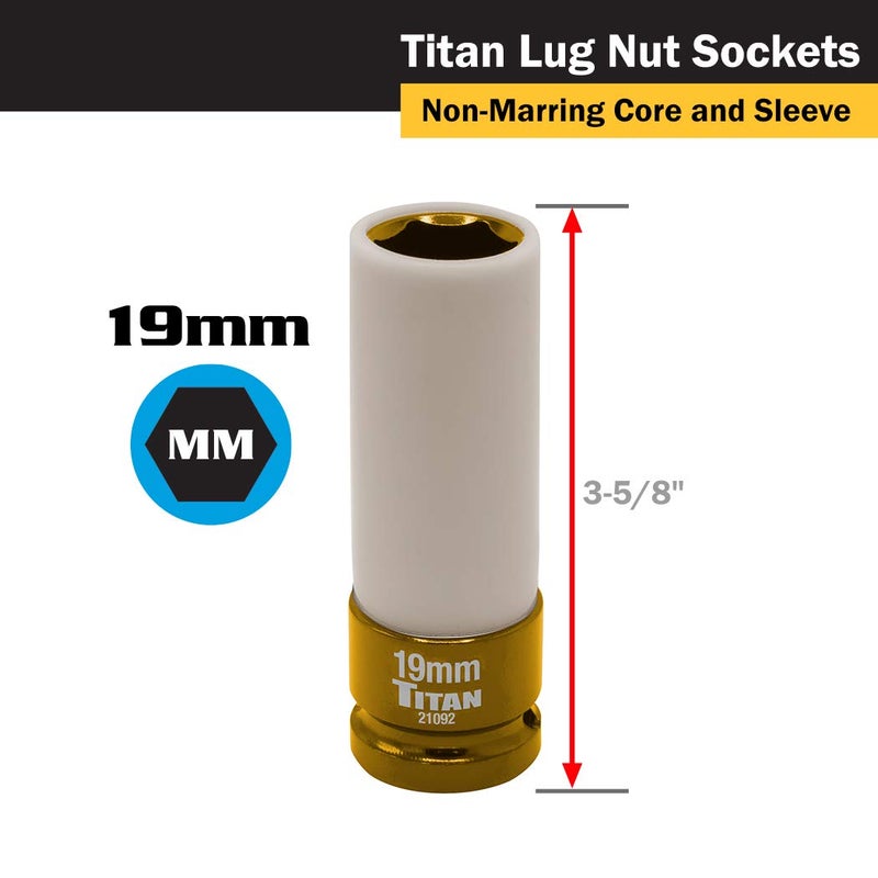 Titan 21092 1/2-Inch Drive x 19mm Non-marring Impact Deep Lug Nut Socket - Image 2